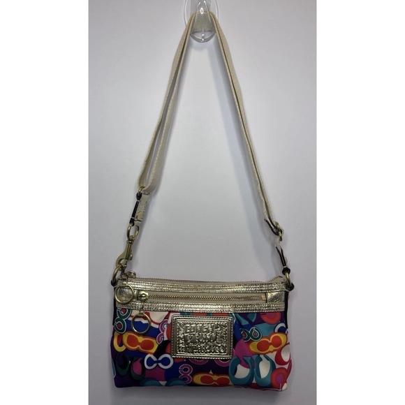Coach Poppy Graffiti Glam Signature C Crossbody Bag Shoulder Handbag VTG Y2K - Picture 2 of 10